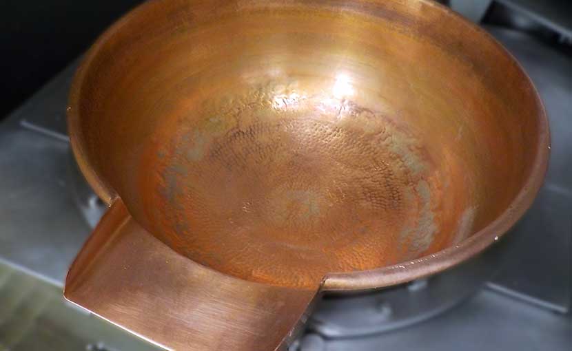 修理後の600mmの銅鍋